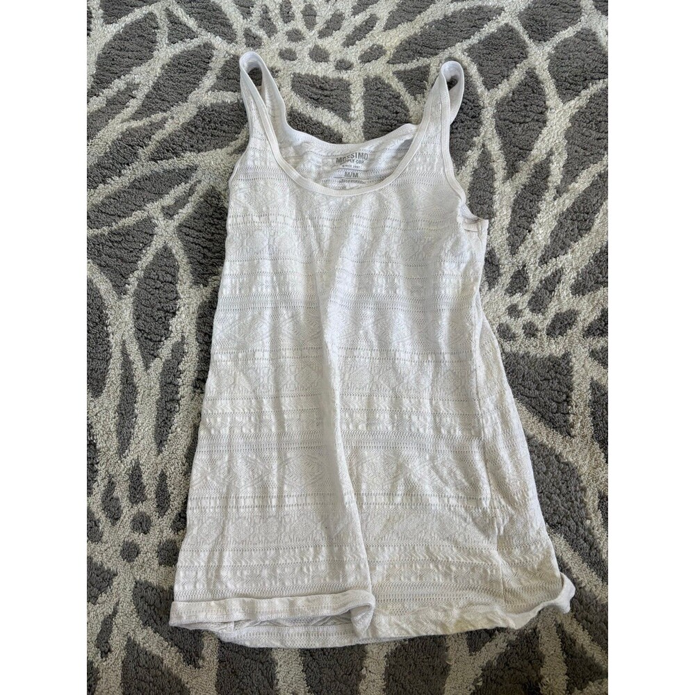 White Geometric Patterned Sheer Mossimo Tank Top